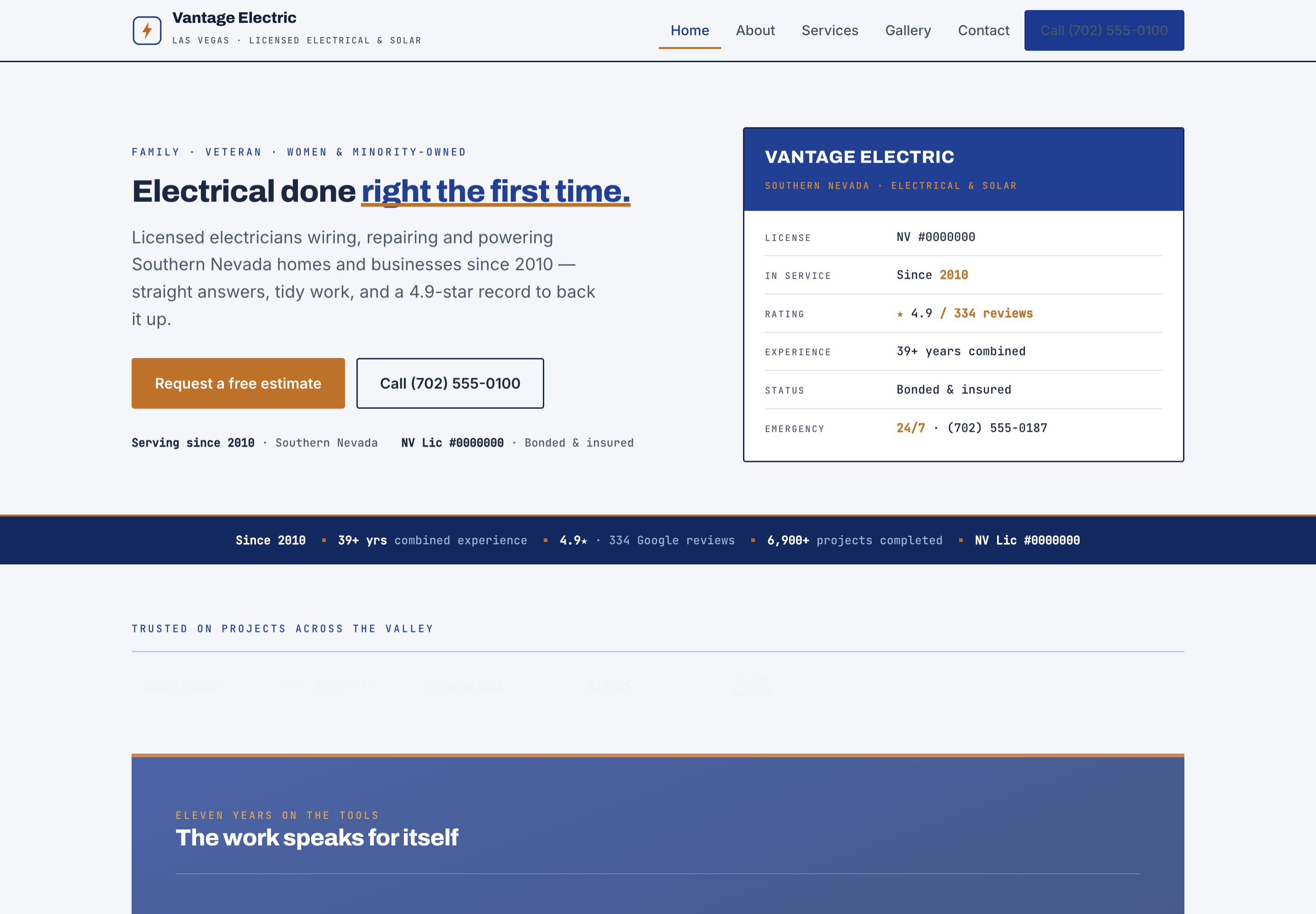 A bespoke website Dalley Digital designed for a licensed electrician